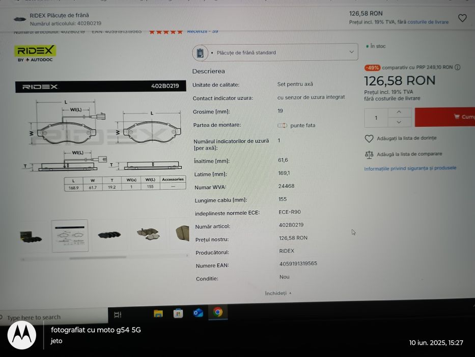 Kit complet frane fața  plăcute , discuri, șuruburi , fiat Ducato, Peu