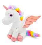 Jucarie de plus, Unicorn cu Aripi de Inger, Alb, 30 cm