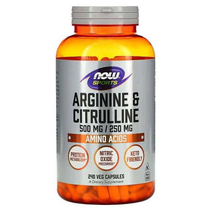 NOW Foods Sports Arginine Citrulline аргинин и цитруллин arginin