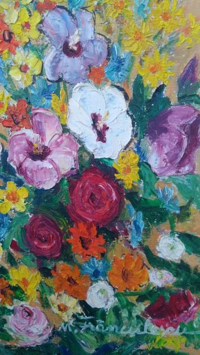 " Broderie florală ", Maria Frânculescu ( 1922-2010 ), u/c, 43/31 cm