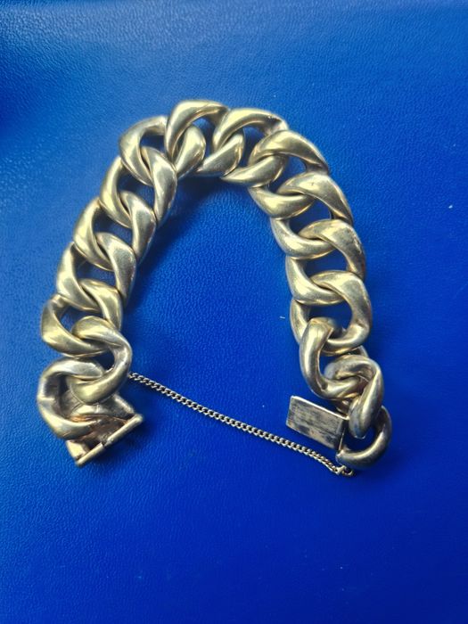N bratara argint masiv 950,aurita 19 cm,lata 2 cm,stare buna