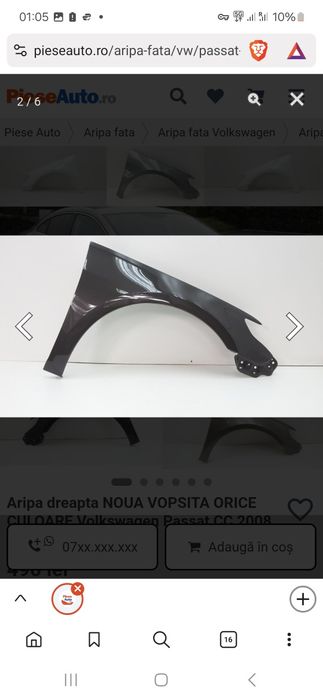 Aripa stanga dreapta fata NOUA ORICE CULOARE VW Passat CC 2008  - 2012