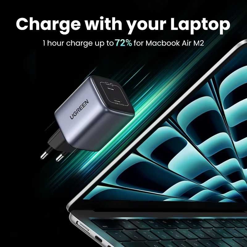 Зарядное устройство UGREEN GaN с USB-портами, 45 Вт, PD QC 3,0