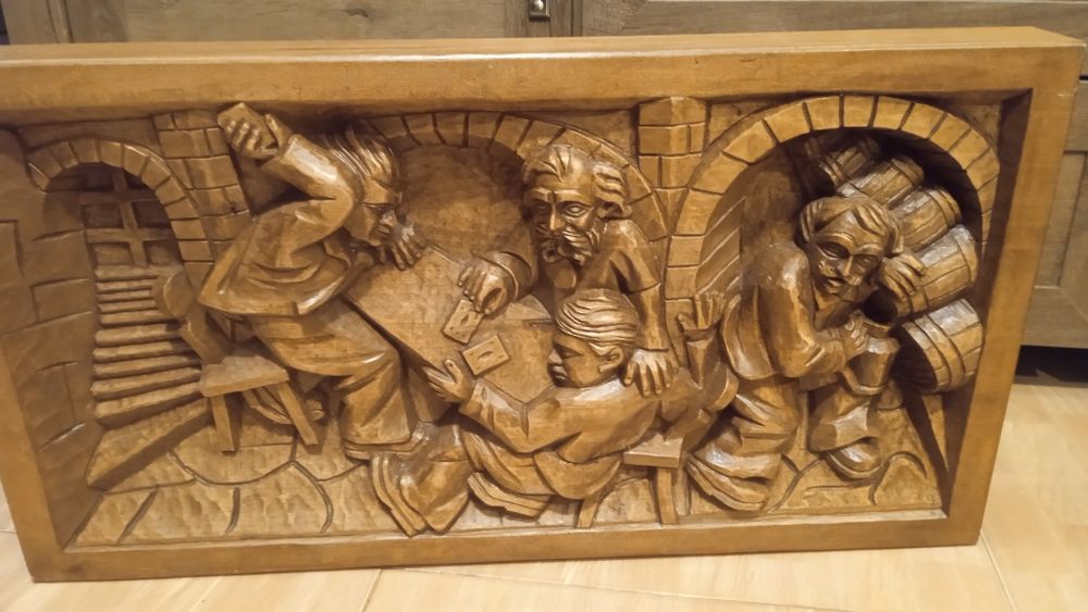 Sculptura Jan Procner, artist slovac, scena crama, joc carti, betivi