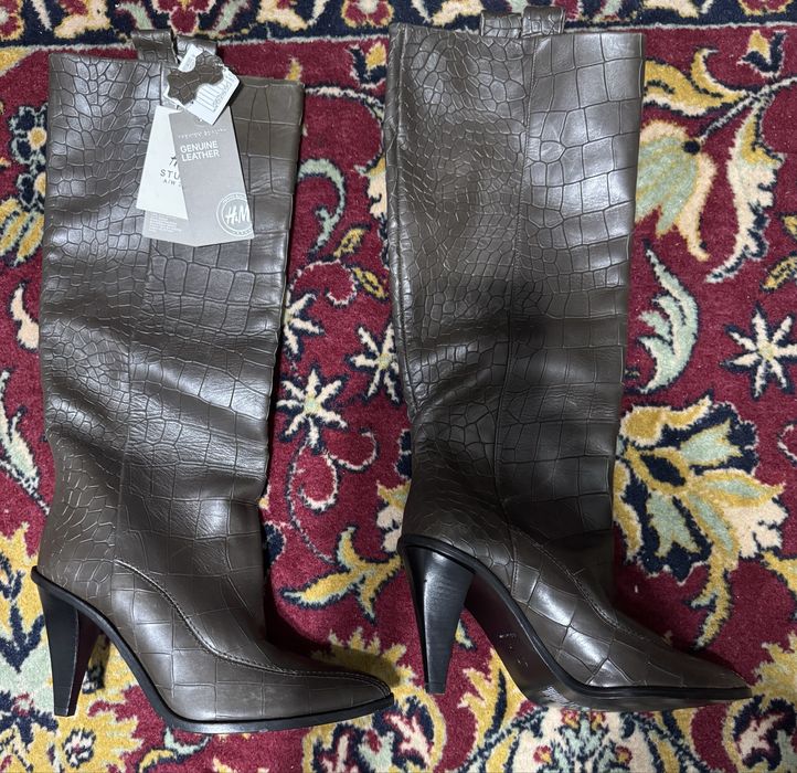 Cizme damă H&M, noi, piele, mărimea 40