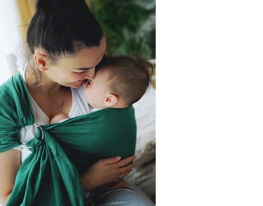 Слинг с халки Little Frog размер М (2,1m) 100% ЛЕН Deep Aqua