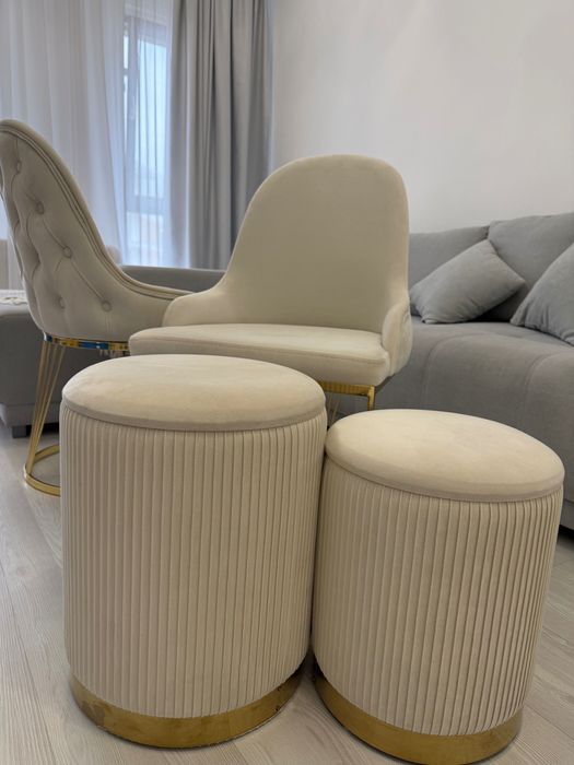 set 2 taburete cu depozitare, stofă Gill, Mobexpert