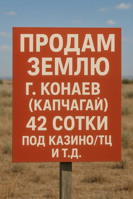 Продам землю г. Конаев 42 сотки рядом с казино Беладжо