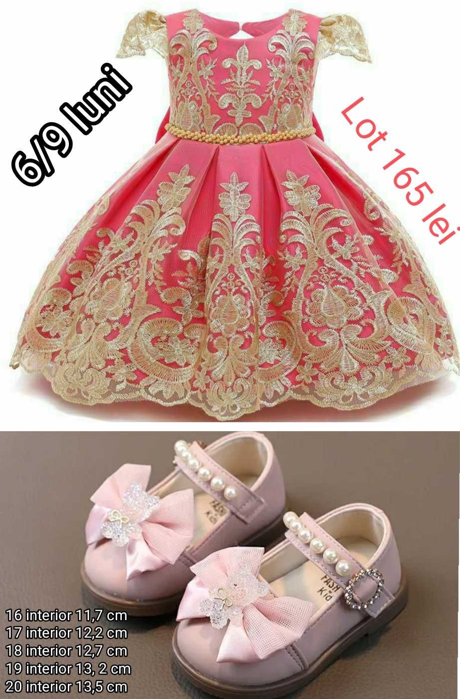 Set superb rochiță+pantofi 6/9 luni