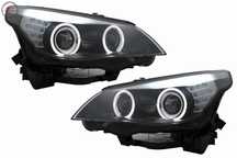 Faruri LED Angel Eyes BMW Seria 5 E60 E61 (2003-2007) LCI Design Negru- livrare gratuita