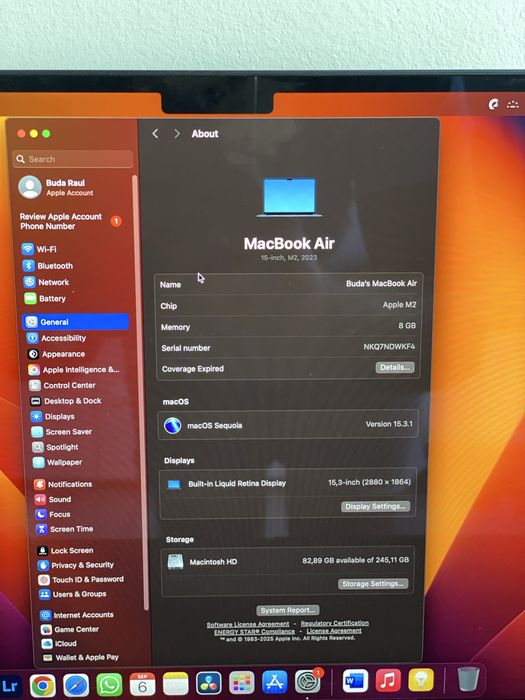 Macbook Air 15 M2 8 Ram 256 SSD - Garantie valabila