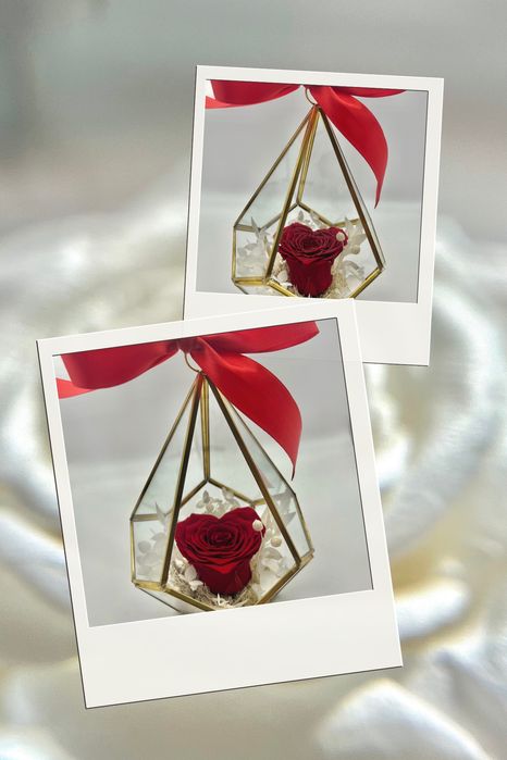 Trandafir criogenat inima in vitraliu