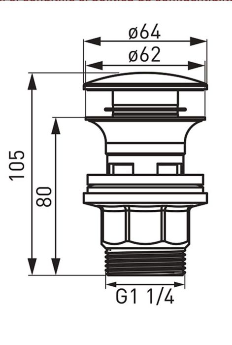Ventil nou lavoar Ferro click-clack inox supraplin