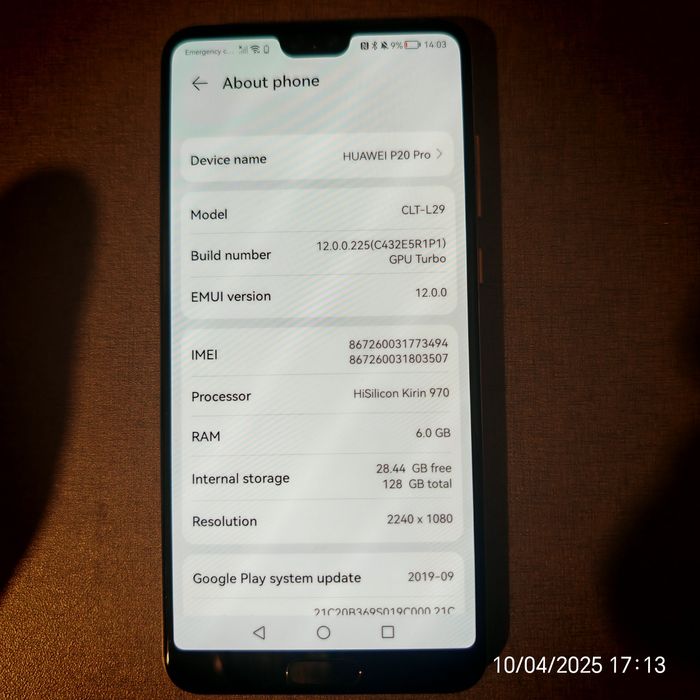 Huawei P20 Pro 256 GB cu 12 GB ram, defect, nu incarca