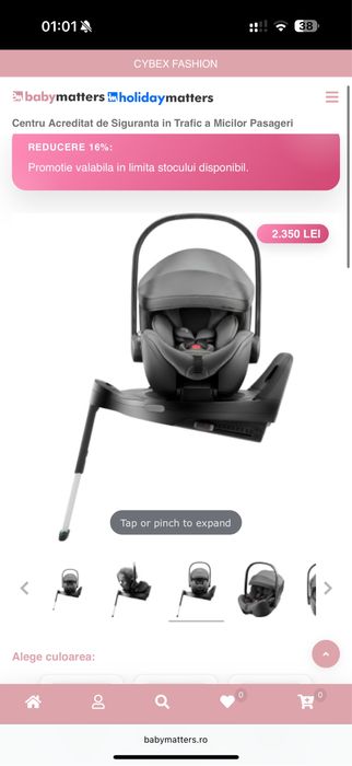 Scoica Brotax Romer Baby Safe Pro cu baza inclusa, Mineral Grey