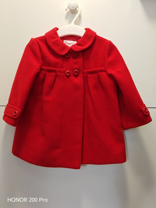 Palton elegant bebe fetite, Mayoral, nou, rosu, marimea 4-6 luni,70 cm