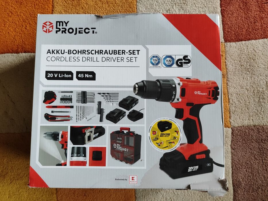 Bormasina MyProject 20V NOU cu set de scule si acumulatori