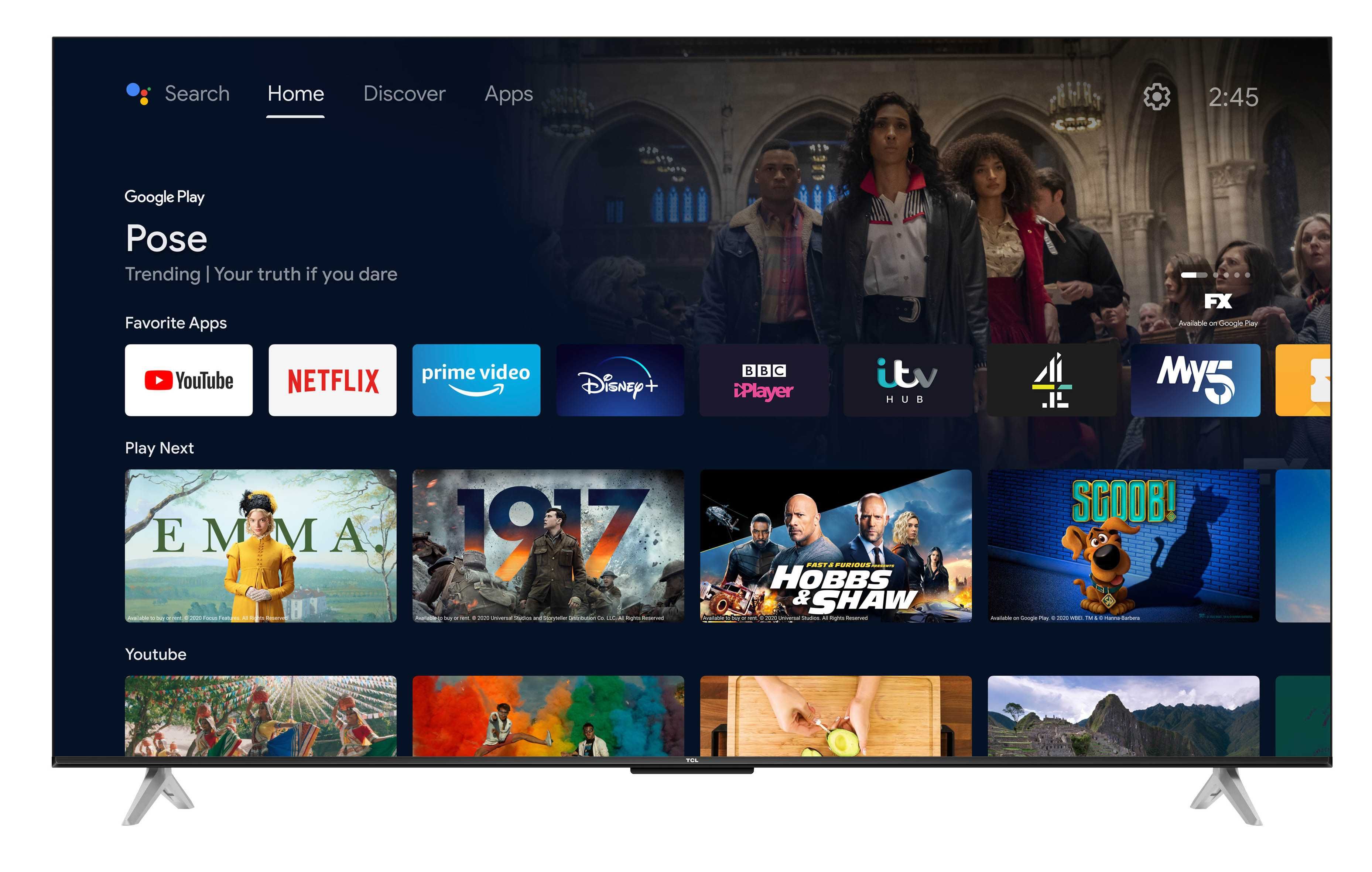 55" Смарт 4К Телевизор TCL 55HG60E, Android TV, Wi-Fi + Bluetooth