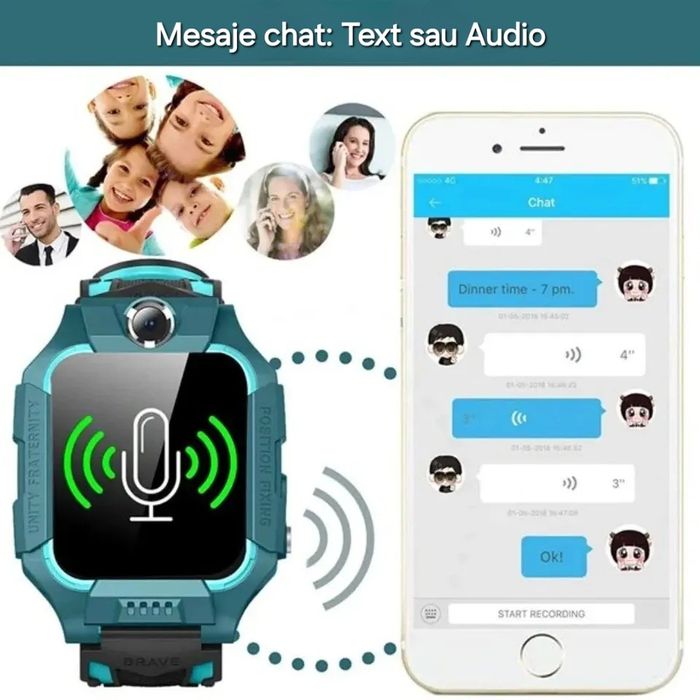 Ceas Smart GPS cu Folie protecție&cadou. Localizare/Apel/Mesaje. Verde