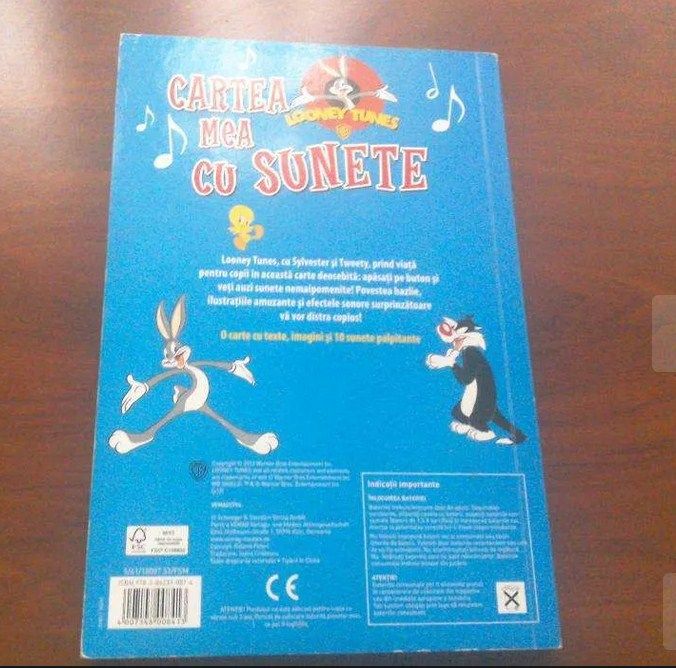 Carte pentru copii cu 10 sunete Looney Tunes, ilustrată și cartonată