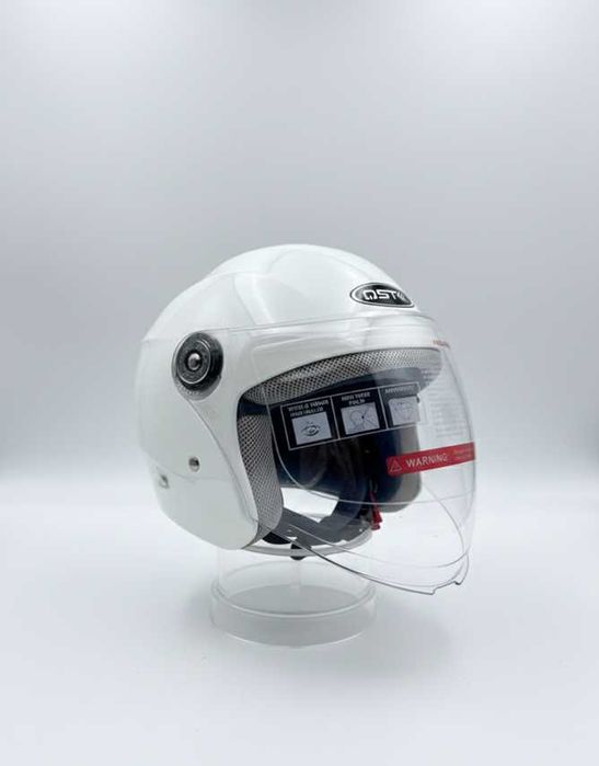 Casti Moto / Scuter Tip Jet QST- Alb & Albastru Lucios