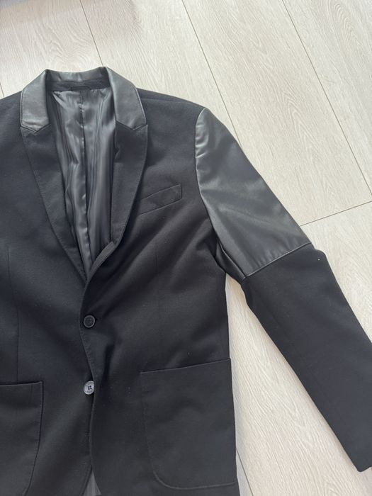 Sacou Zara Man Original - Maneci si guler din piele