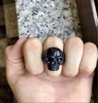 Inel craniu black/rock