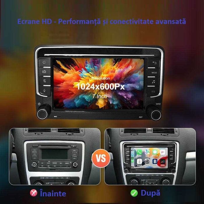 Ecran cu Apple CarPlay / Android Auto Wireless Volkswagen, Skoda, Seat