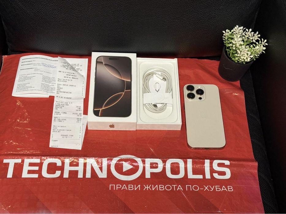 КАТО НОВ 256GB iPhone 16 Pro Technopolis Гаранция 2027 г. Desert