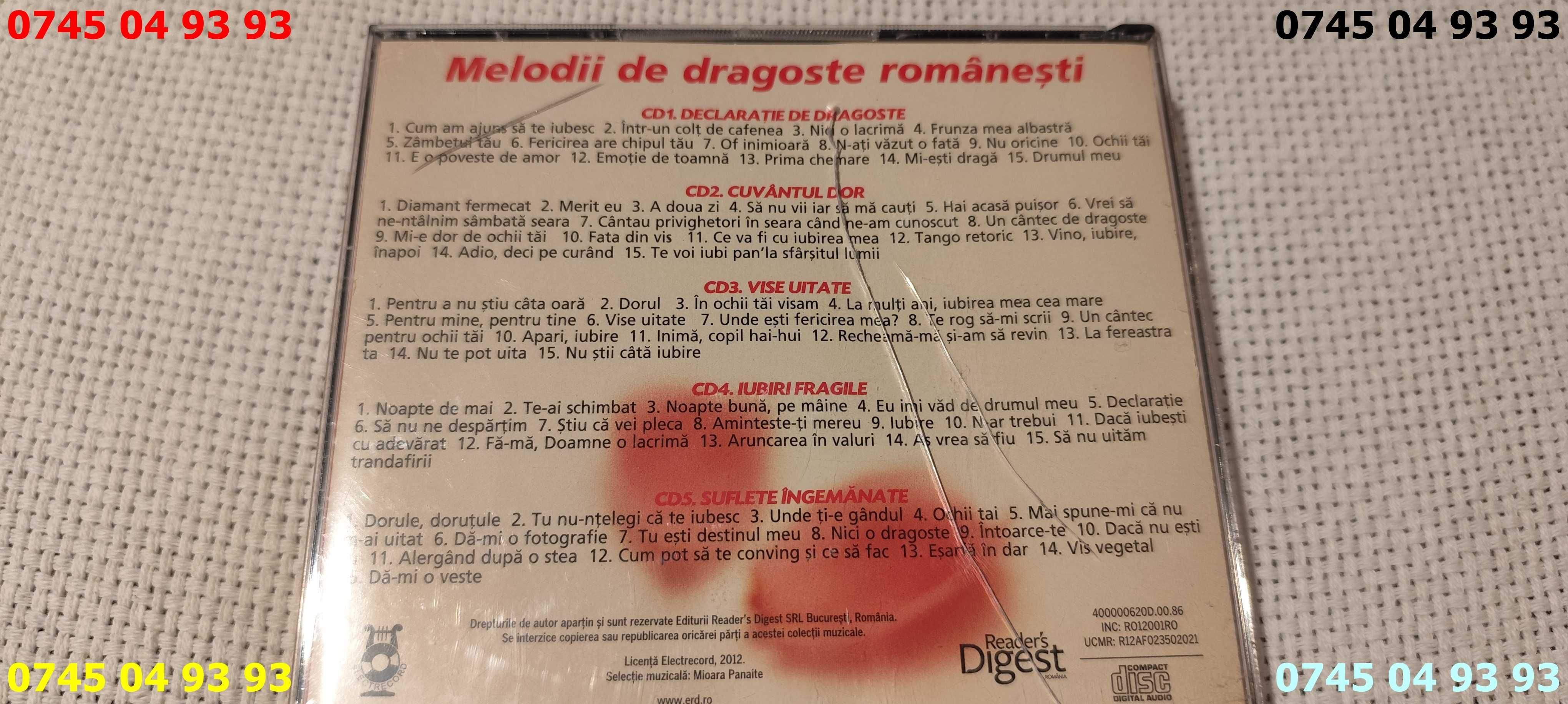 muzica cantece melodii de dragoste romanesti 5CD originale