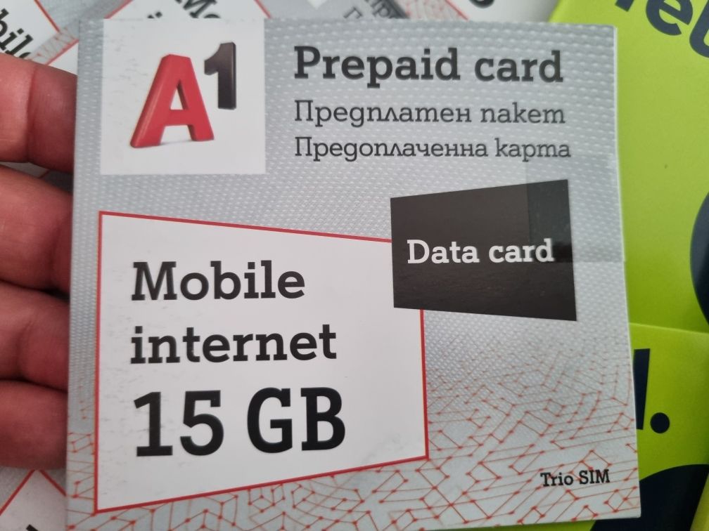 Предплатени карти на A1 и Yettel  data card sms verification