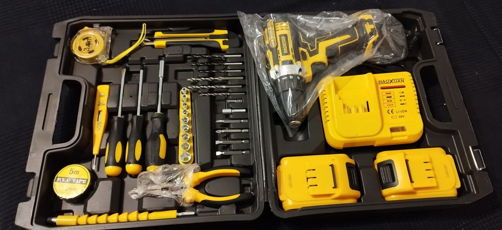 Kit Bormașină 48V Self-Tap + Impact | 2 Baterii 5Ah | 30 Accesorii