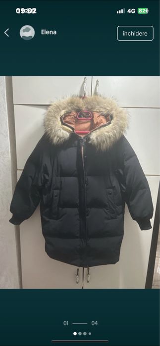 Geaca din pene cu guler blana