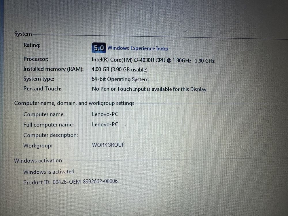 Laptop Lenovo i3