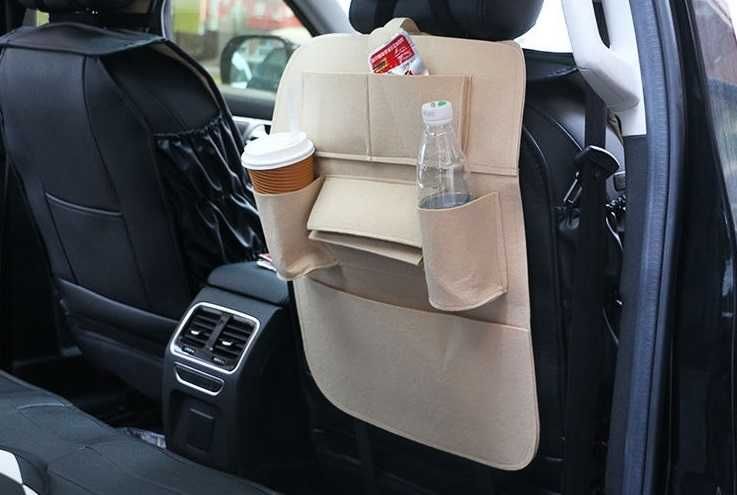 Мултифункционален органайзер за седалка на автомобил Бежов с 6 джоба
