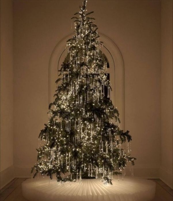 Гирлянда штора -мишура,Роса,искусственный  снег,сосульки,Ветки ели зас