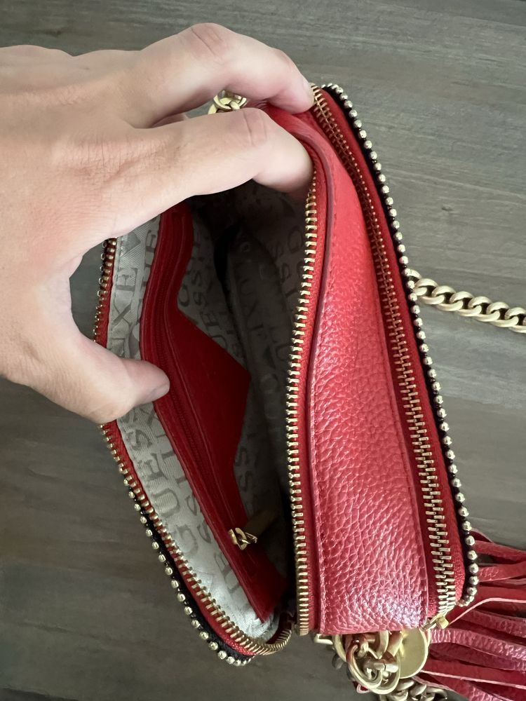 Оригинална чанта Guess Luxe естествена кожа