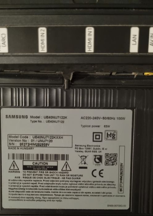 Tv Samsung Model: UE40NU7122K