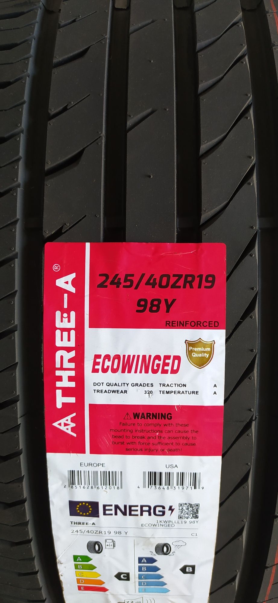 245/40R19. Three-A. Ecowinged