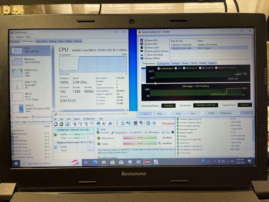 Laptop Lenovo B50-80 i3-5010U 4GB RAM SSD 256 GB Intel HD 5500