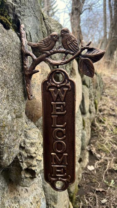 Голяма Немска, декоративна въртяща табела Welcome, 40см– Чугун