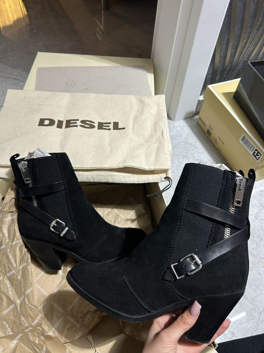 Diesel black suede ankle boots