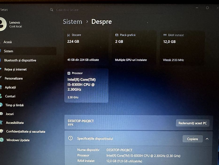 Lenovo Ideapad 330 GTX 1050 I5 8300H 12GB RAM 240gb Ssd