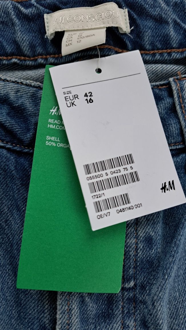 Нови дънки HM slim relaxed, р-р 40