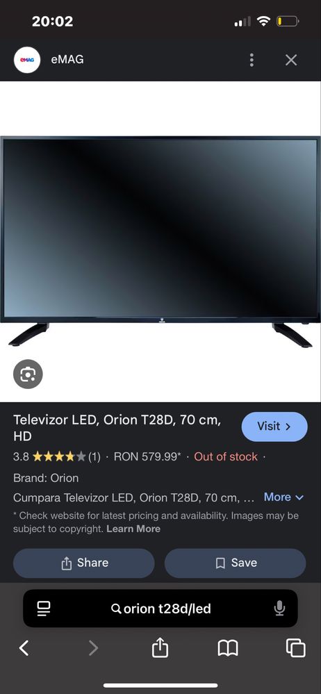 Televizor Orion 28’ f putin folosit(NU E SMART TV)