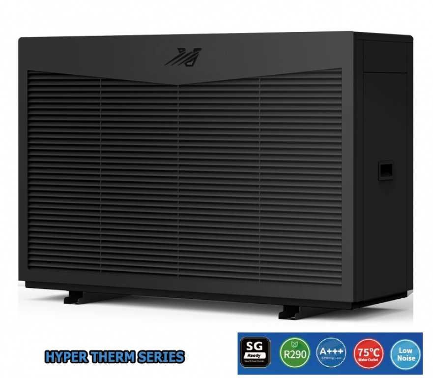 12.1 KW  Инверторна  МОНОФАЗНА ТЕРМОПОМПА Hyper Therm, до 75 градуса