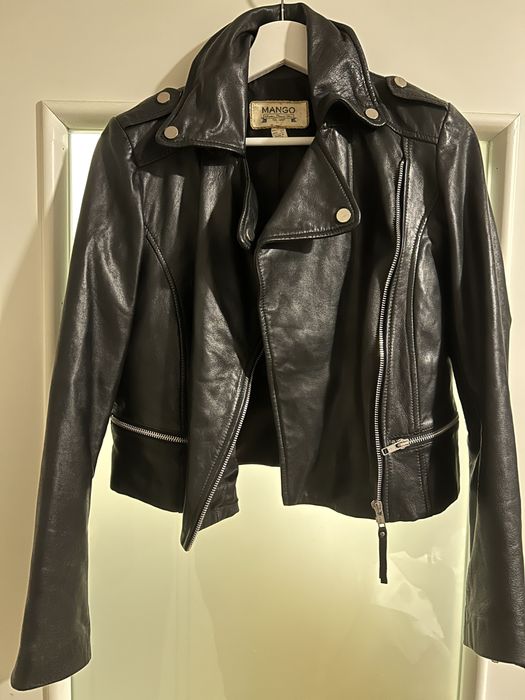 geacă biker din piele Mango