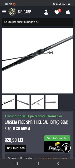 Lansete free spirit helical 3.90m 3,5lb/4,5lb