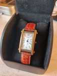 Ceas vintage Fossil quartz,dreptunghiular, curea piele naturala