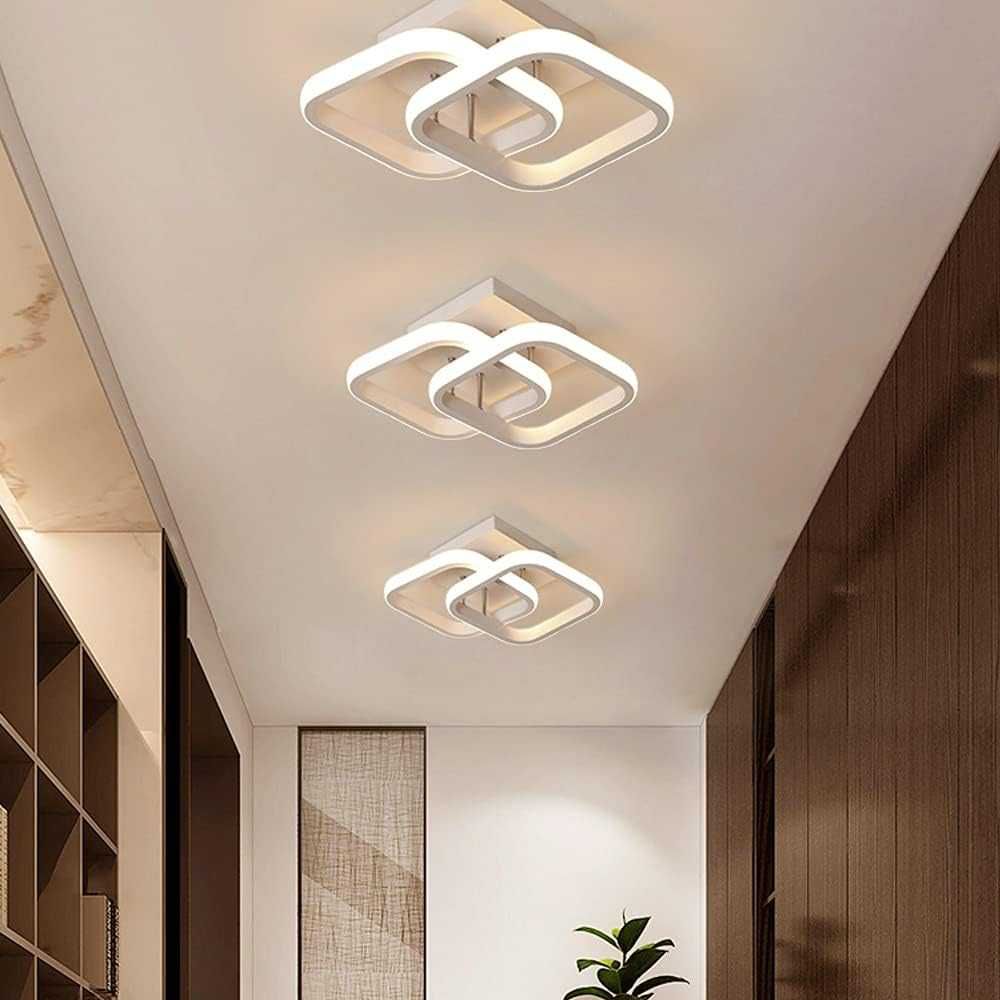 LED плафониера абажур 22W 2 форми, Квадратни,Топла светлина 3000K, Бял